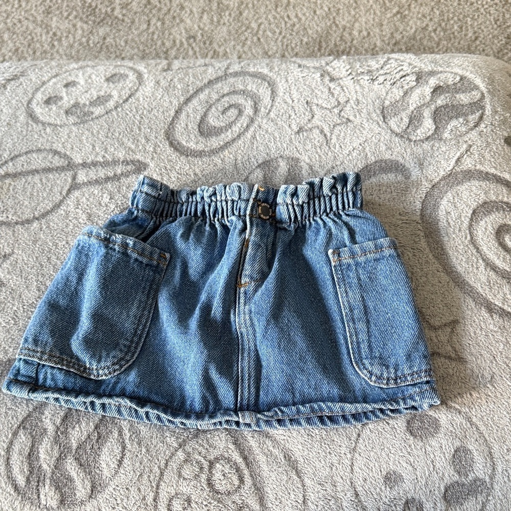Zara Denim Elastic-Waist Kids Skirt - Blue
